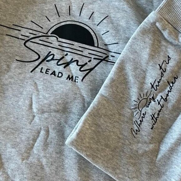 Spirit Lead Me Graphic Casual Round Neck Sweatshirt - Gray - Picture 2 of 5